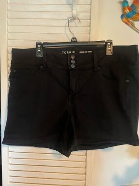 torrid Black High-Rise Triple-Button Denim Shorts